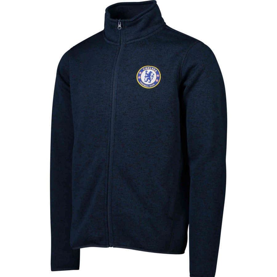 Soccer Apparel * | Chelsea Knitted Fleece Jacket Navy Melange Jackets & Sweatshirts