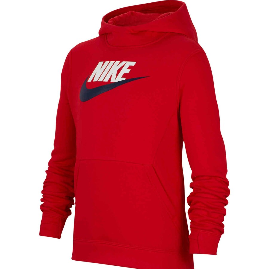 Soccer Apparel * | Kids Nike Sportswear Pullover Fleece Hoodie University Red Jackets & Sweatshirts