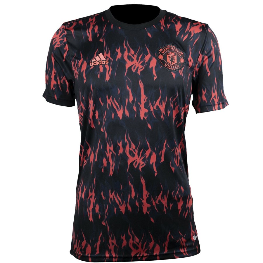 Soccer Apparel * | Adidas Manchester United Pre-Match Top Black/Shock Red Soccer Shirts