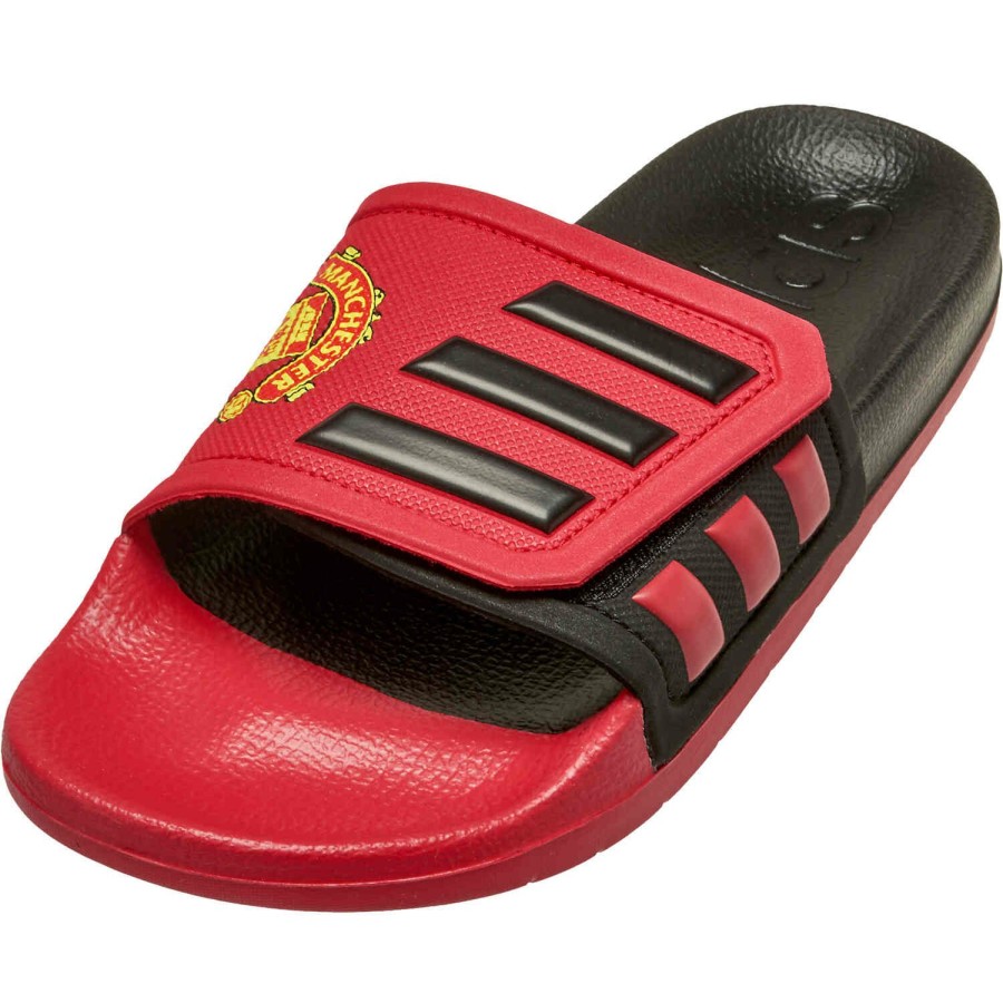 Soccer Shoes * | Adidas Manchester United Adilette Slides Red & Black Soccer Shoes