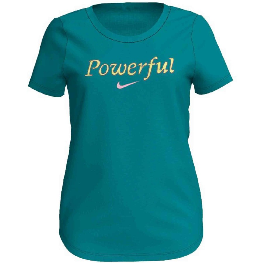 Soccer Apparel * | Girls Nike "Powerful" Scoop Tee Teal Tint Soccer Shirts