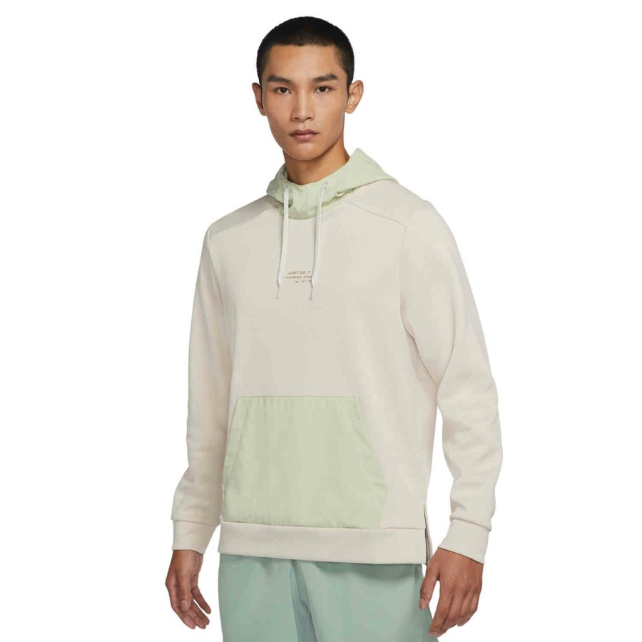 Soccer Apparel * | Nike Dri-Fit Fleece Hoodie Oatmeal Heather/Olive Aura/Pilgrim Jackets & Sweatshirts