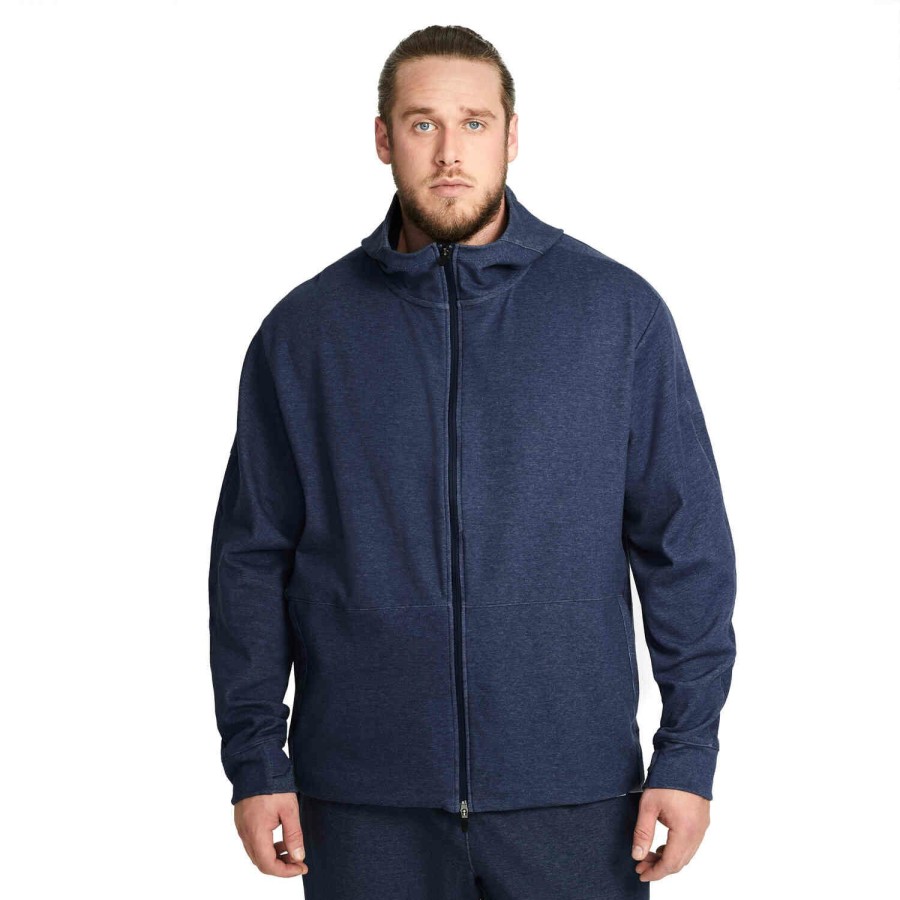 Soccer Apparel * | Nike Yoga Full-Zip Fleece Hoodie Midnight Navy/Heather Jackets & Sweatshirts