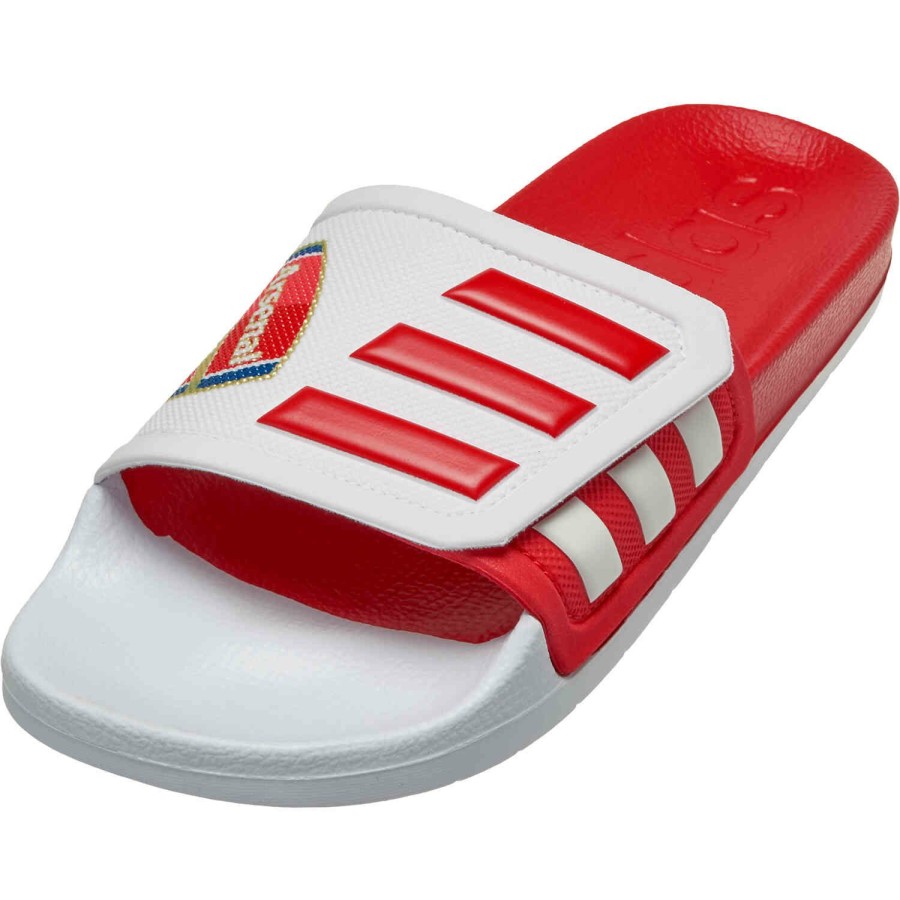 Soccer Shoes * | Adidas Arsenal Adilette Slides White & Scarlet Soccer Shoes