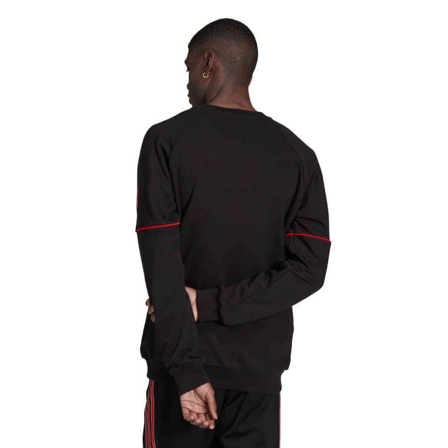 Soccer Apparel * | Adidas Originals Manchester United Graphic Crew Black Jackets & Sweatshirts