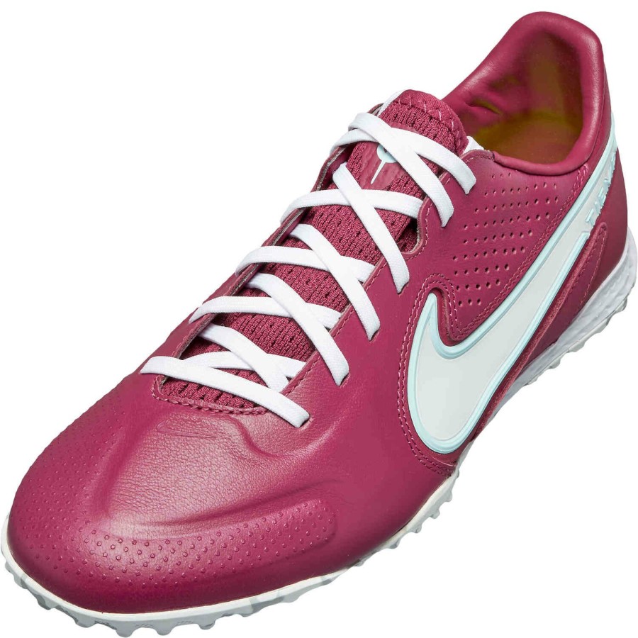 Soccer Shoes * | Nike Tiempo Legend 9 Pro Tf Rosewood & White With Glacier Blue With Pink Foam Soccer Shoes