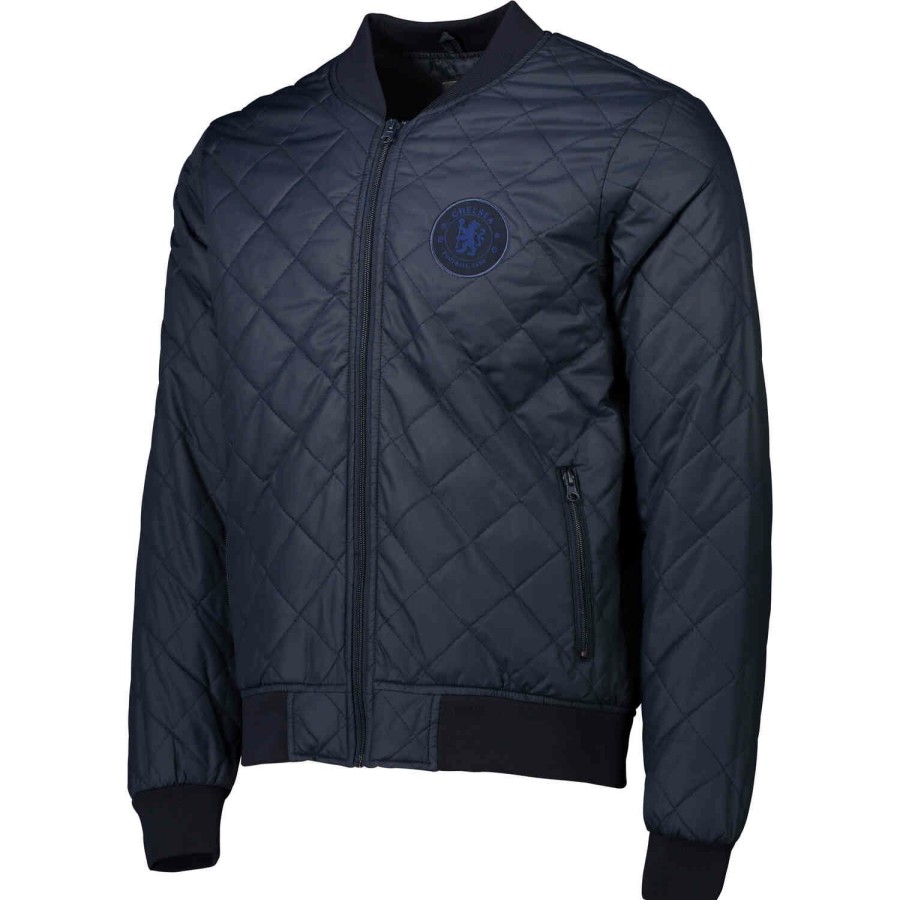 Soccer Apparel * | Chelsea Quilted Bomber Jacket Navy Jackets & Sweatshirts