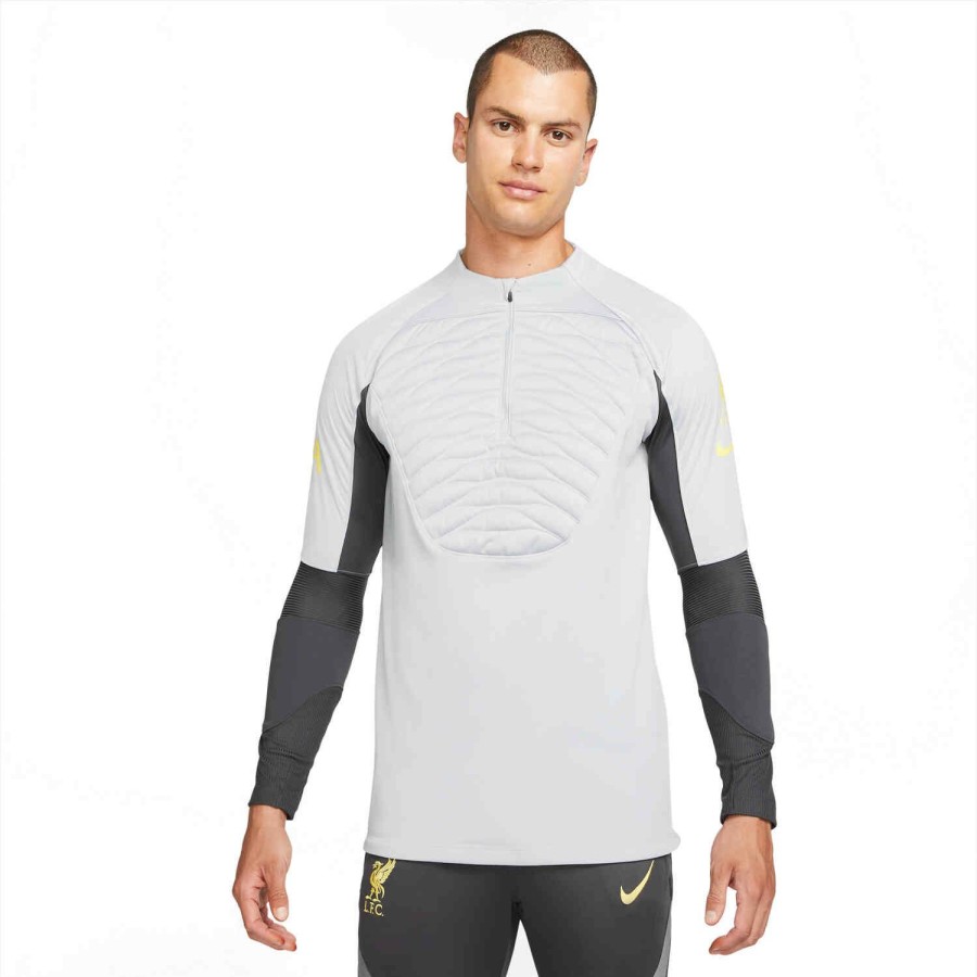 Soccer Apparel * | Nike Liverpool Winter Warrior Drill Top Wolf Grey/Anthracite/Chrome Yellow Jackets & Sweatshirts