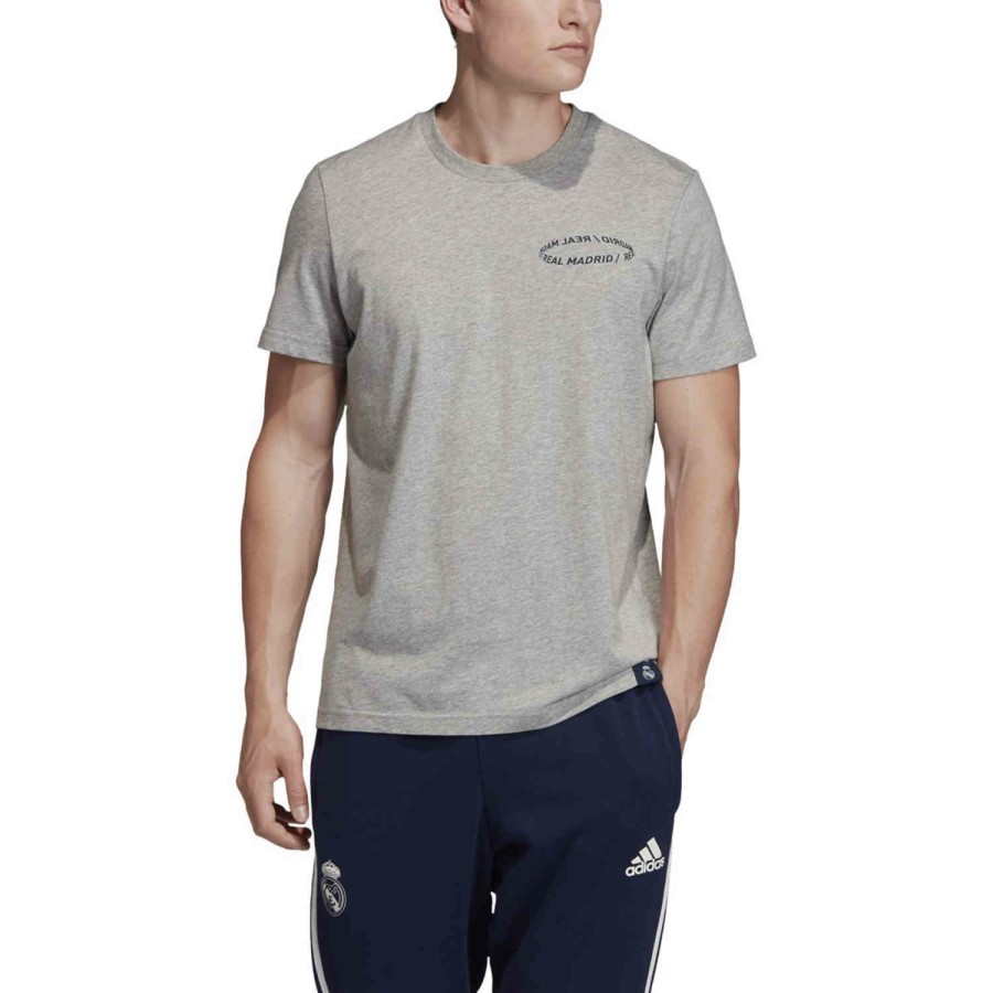 Soccer Apparel * | Adidas Real Madrid Graphic Tee Medium Grey Heather/Night Indigo Soccer Shirts