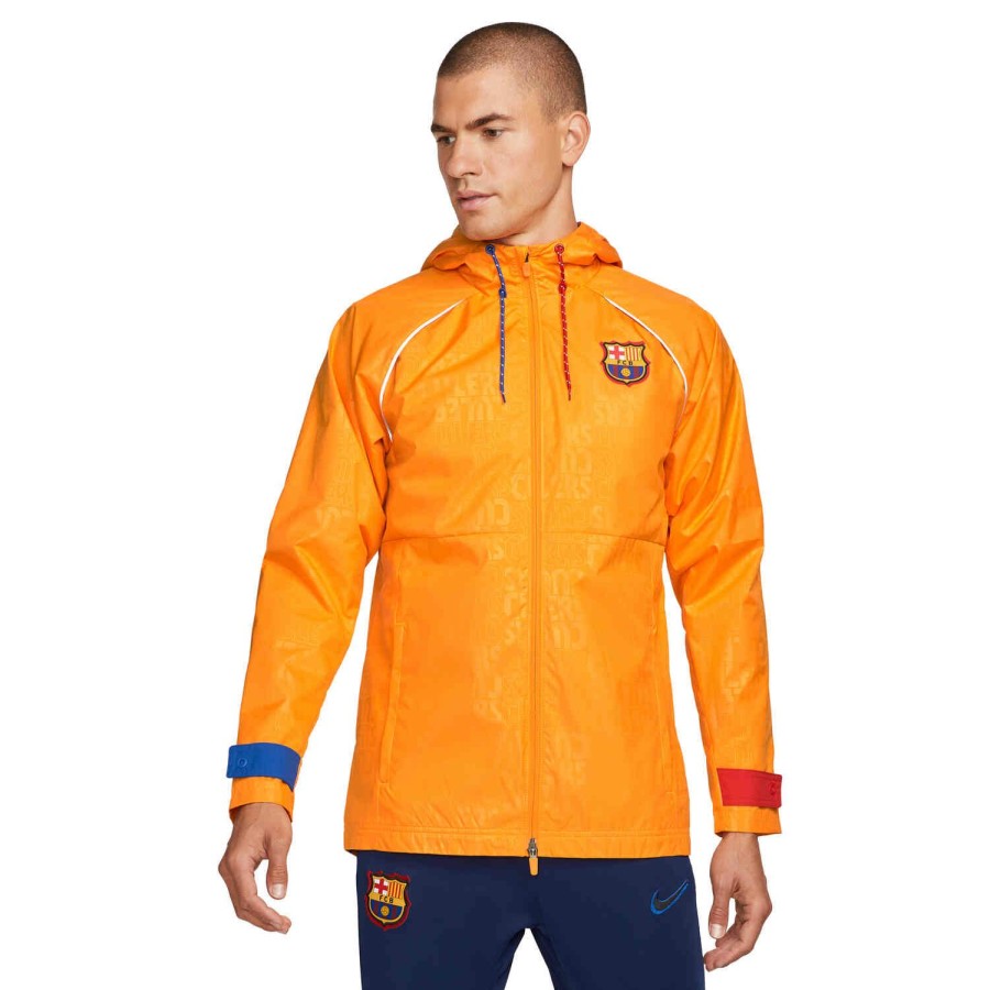 Soccer Apparel * | Nike Barcelona Awf Jacket Vivid Orange/Game Royal/University Red/Black Jackets & Sweatshirts