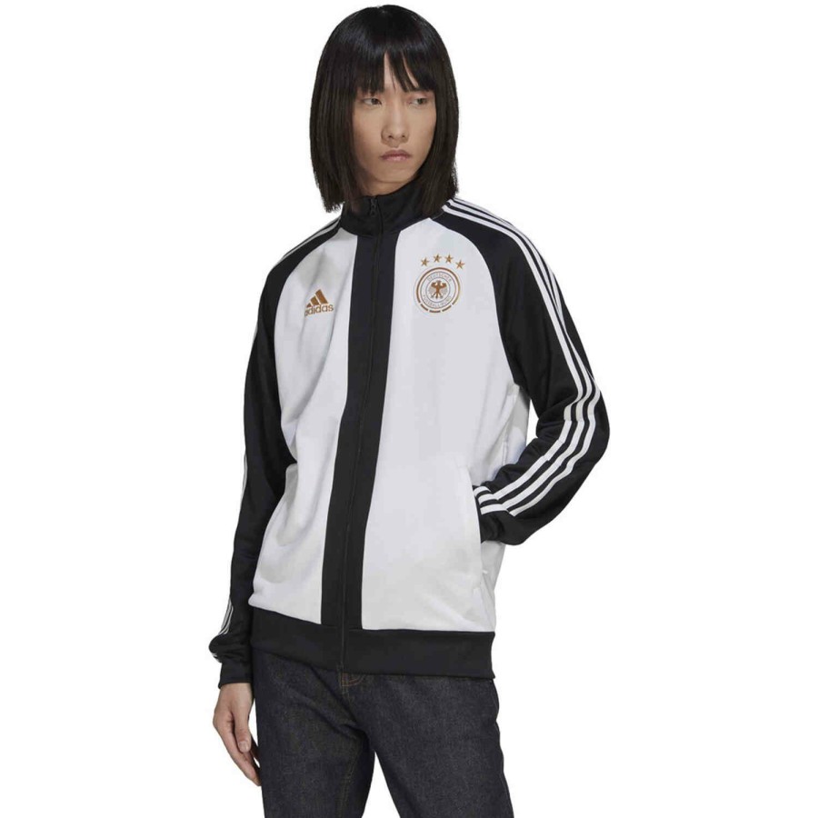 Soccer Apparel * | Adidas Germany Lifestyle Track Jacket Black/White Jackets & Sweatshirts