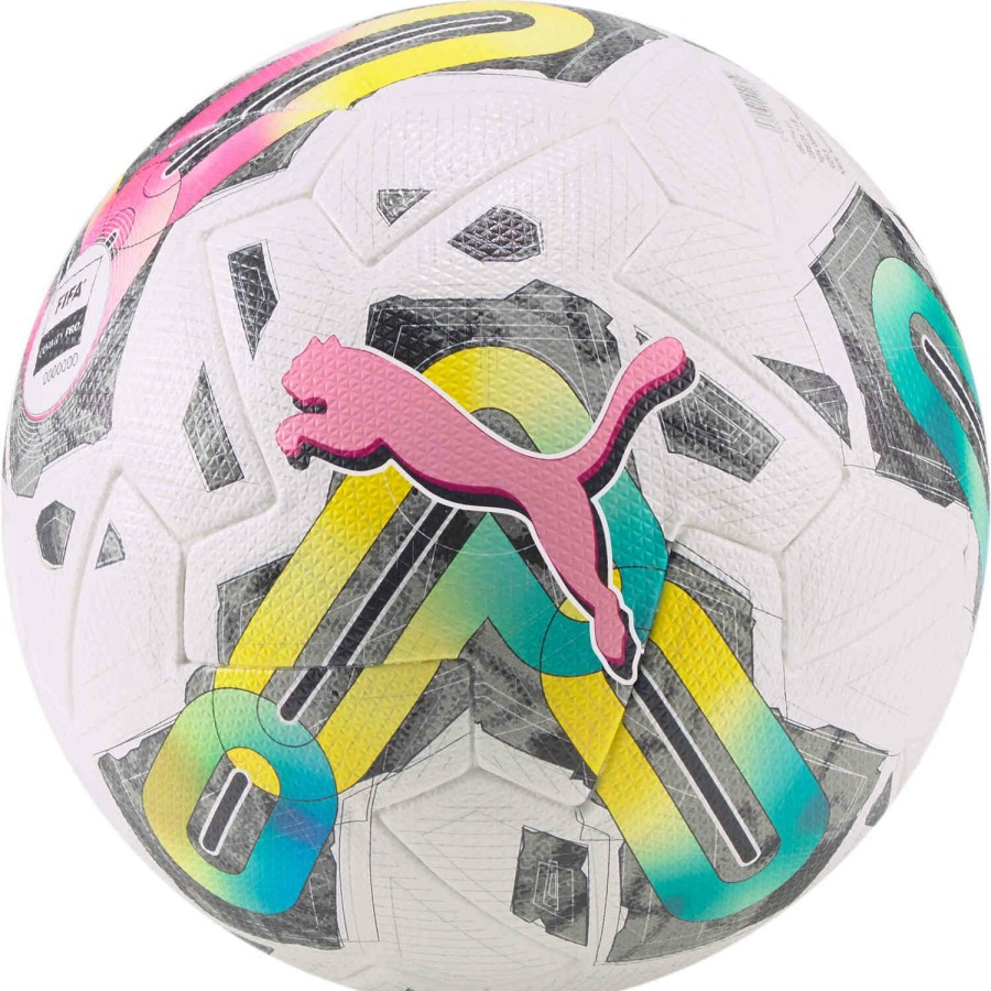 Soccer Equipment * | Puma Orbita 1 Premium Match Soccer Ball White & Multi Color Soccer Equipment