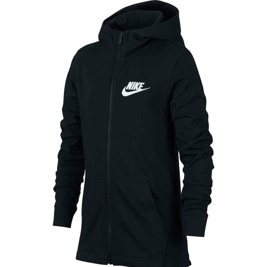 Soccer Apparel * | Kids Nike Sportswear Full-Zip Hoodie Black Jackets & Sweatshirts