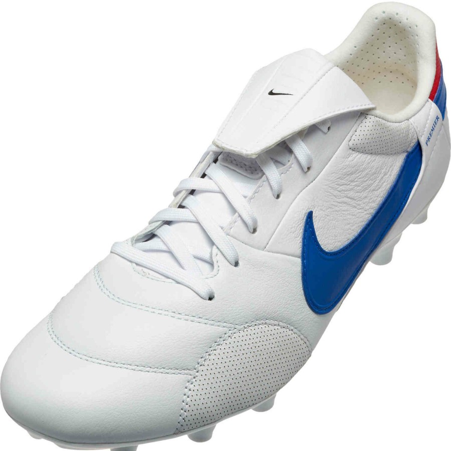 Soccer Shoes * | Nike Premier Iii Fg White & Game Royal With University Red Soccer Shoes