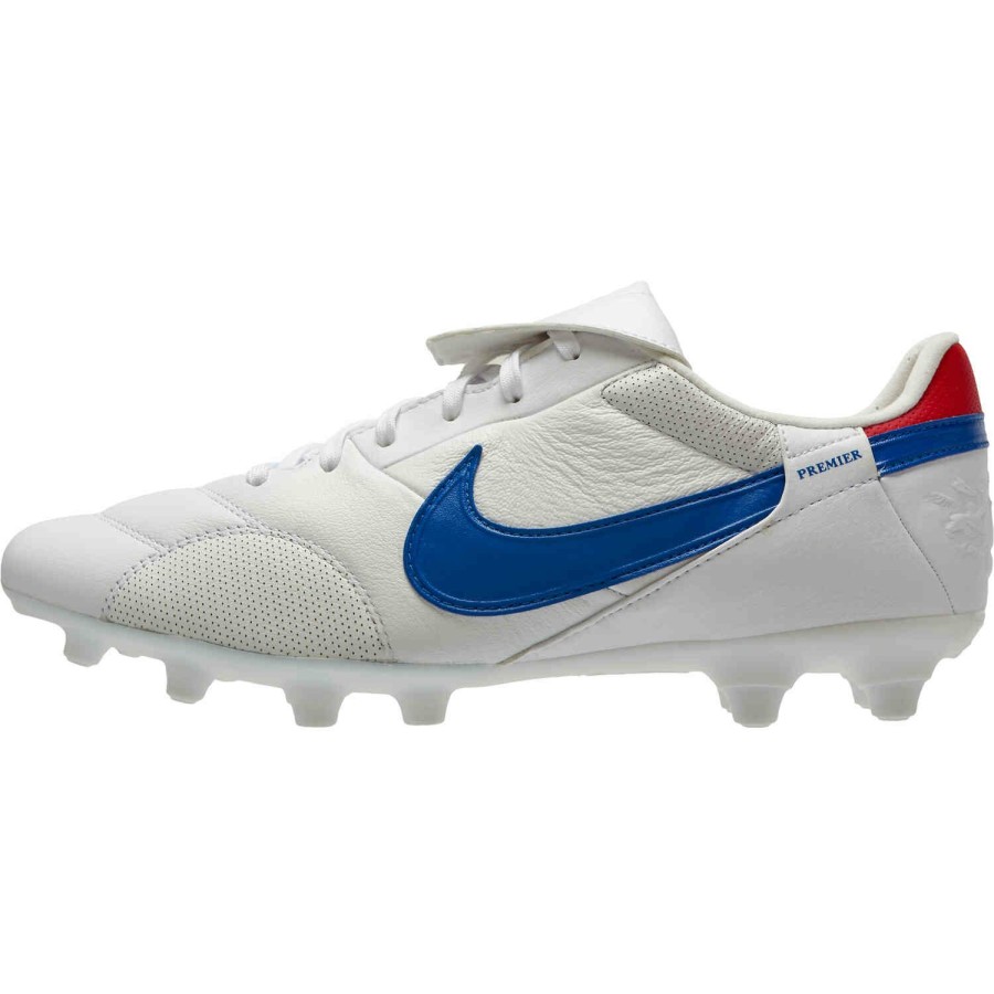 Soccer Shoes * | Nike Premier Iii Fg White & Game Royal With University Red Soccer Shoes