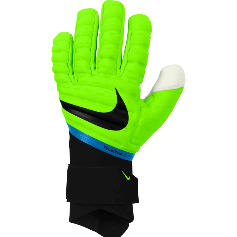 Soccer Equipment * | Nike Phantom Elite Goalkeeper Gloves Volt & White With Blackened Blue Soccer Equipment