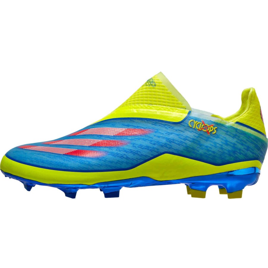 Soccer Shoes * | Kids Adidas X Marvel X-Men X Ghosted+ Fg Blue & Vivid Red With Bright Yellow Soccer Shoes