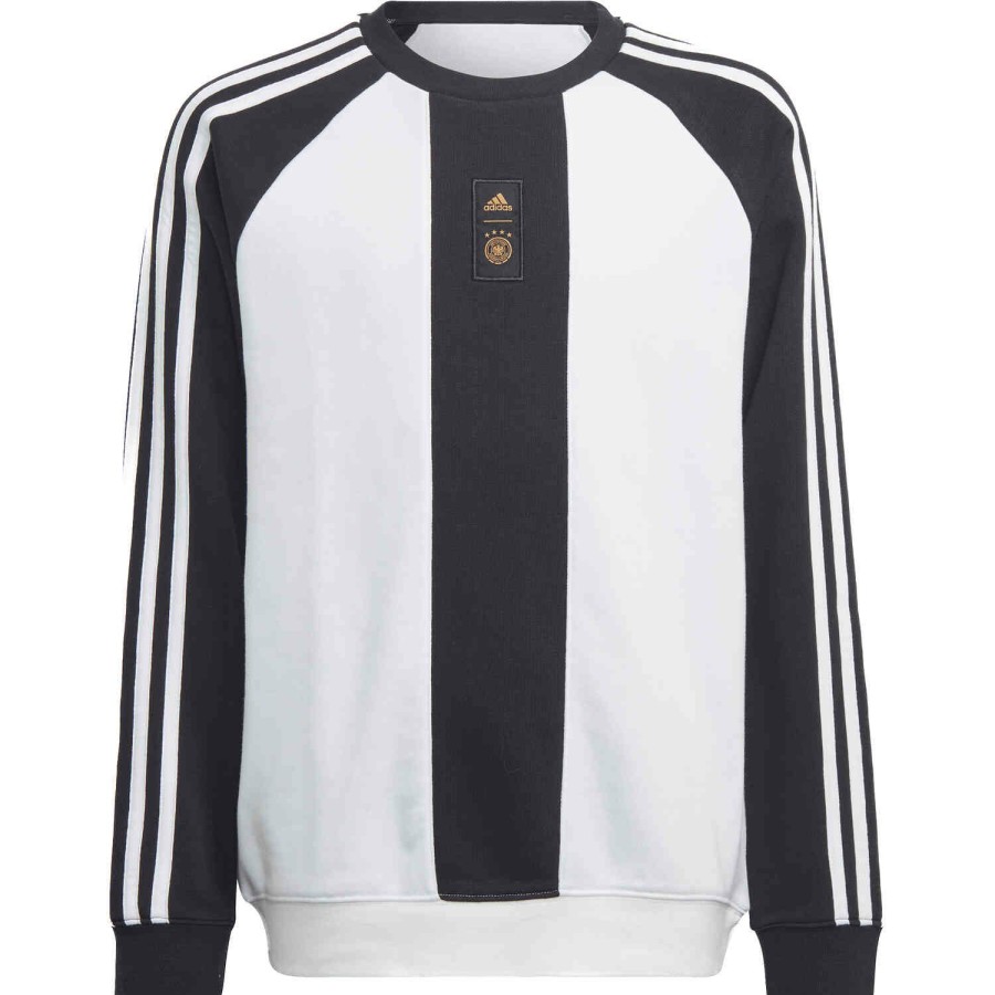 Soccer Apparel * | Kids Adidas Germany Lifestyle Crew Black/White Jackets & Sweatshirts