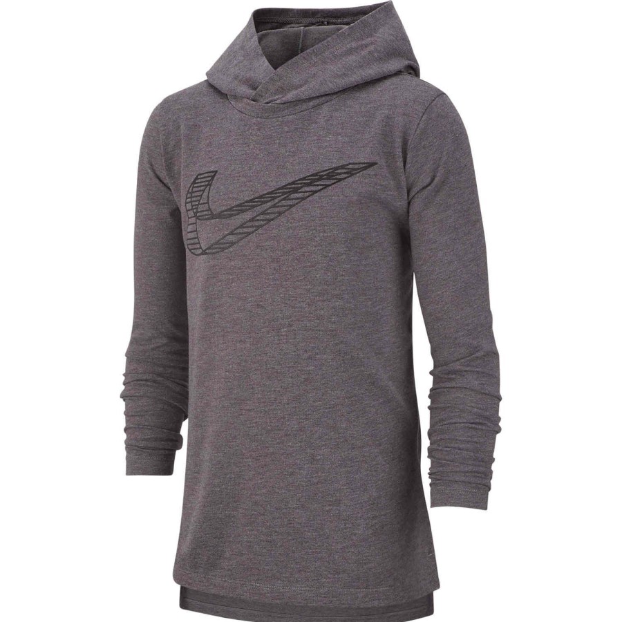 Soccer Apparel * | Kids Nike Breathe Gfx L/S Hooded Training Top Gunsmoke Soccer Shirts