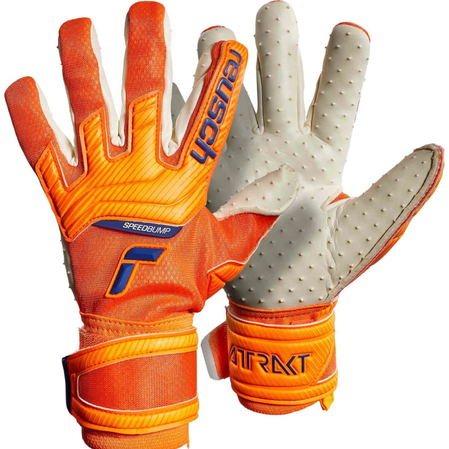 Soccer Equipment * | Reusch Attrakt Speedbump Goalkeeper Gloves Shocking Orange & Blue Soccer Equipment