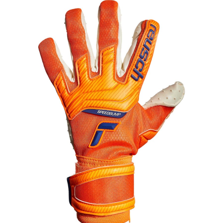 Soccer Equipment * | Reusch Attrakt Speedbump Goalkeeper Gloves Shocking Orange & Blue Soccer Equipment