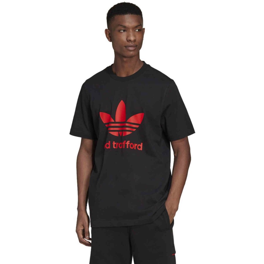 Soccer Apparel * | Adidas Originals Manchester United Old Trafford Trefoil Tee Black Soccer Shirts