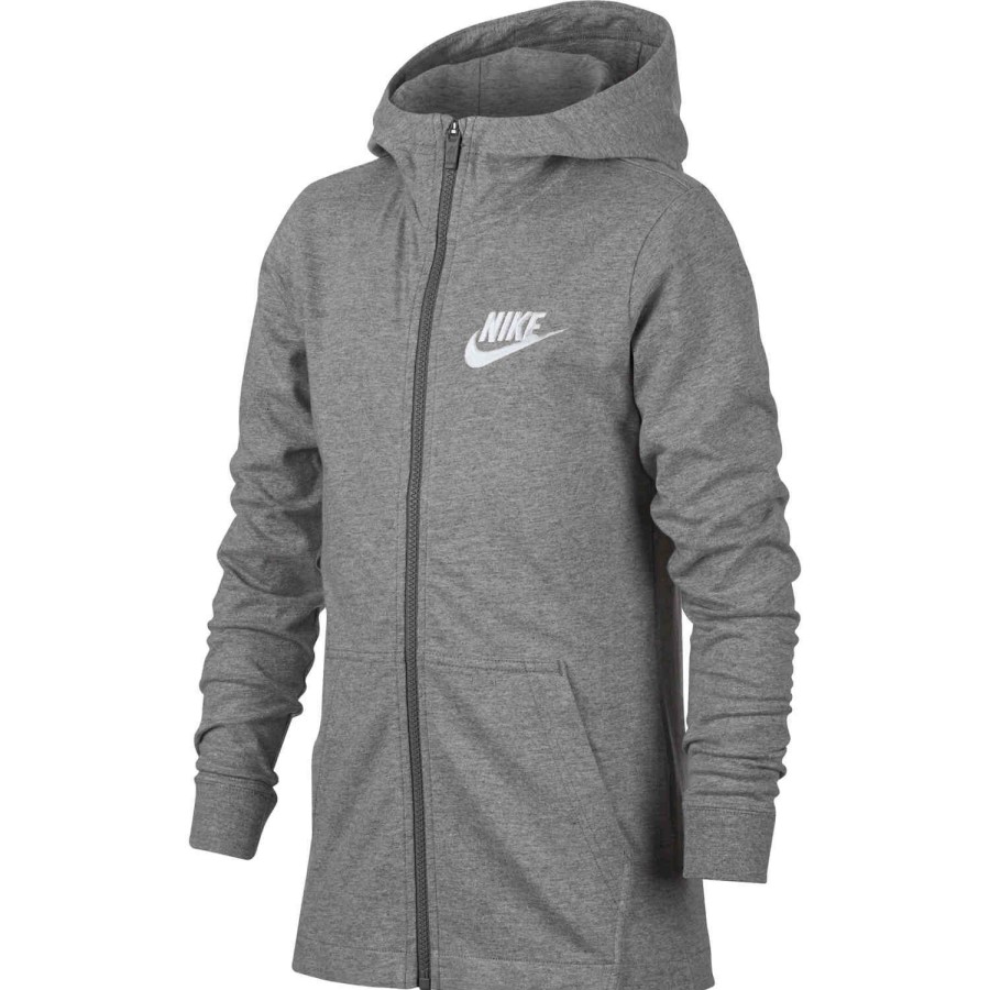 Soccer Apparel * | Kids Nike Sportswear Full-Zip Hoodie Dark Grey Heather Jackets & Sweatshirts