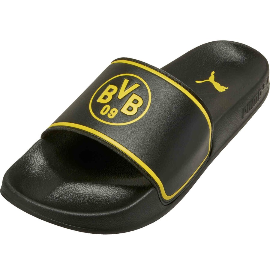 Soccer Shoes * | Puma Borussia Dortmund Leadcat 2.0 Slides Black & Cyber Yellow Soccer Shoes