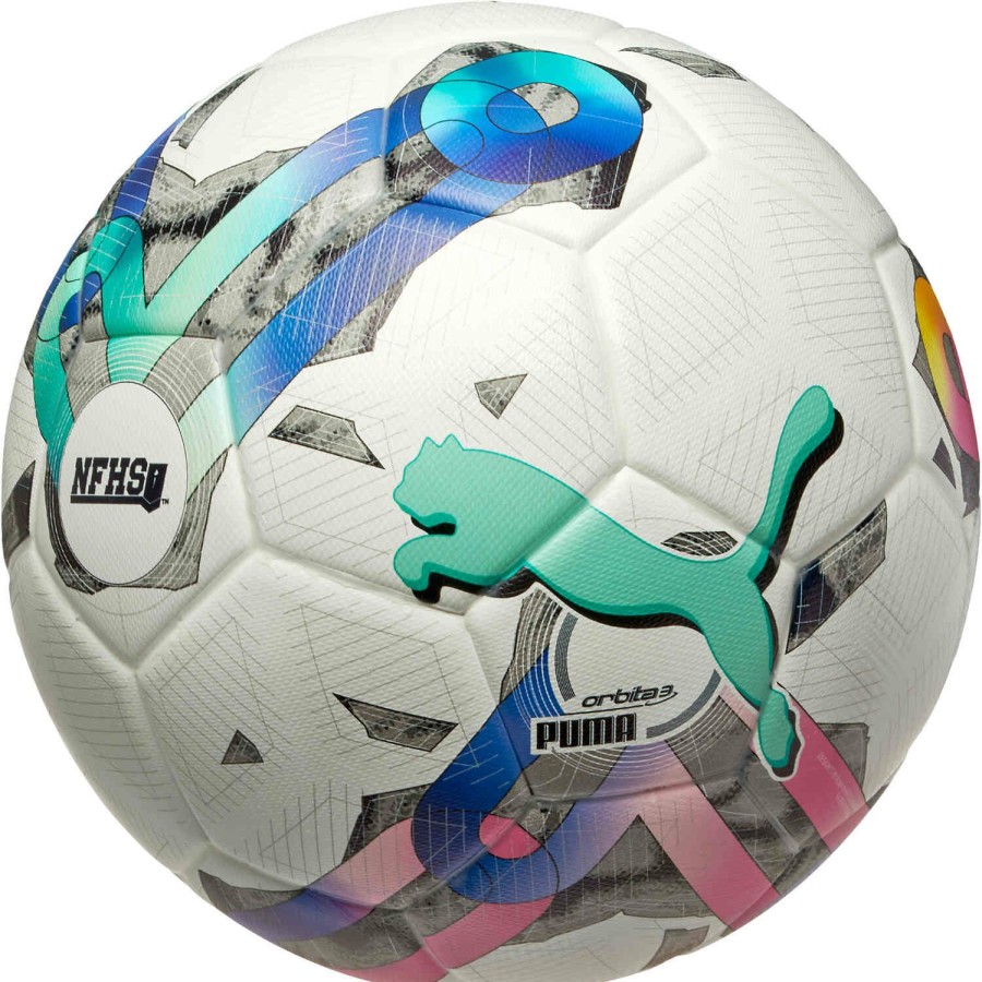 Soccer Equipment * | Puma Orbita 3 Soccer Ball White & Multi Color Soccer Equipment