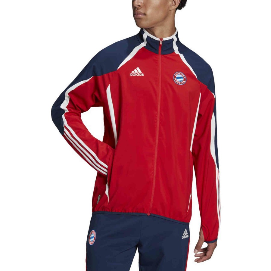 Soccer Apparel * | Adidas Bayern Munich Teamgeist Woven Jacket Fcb True Red/Night Indigo Jackets & Sweatshirts