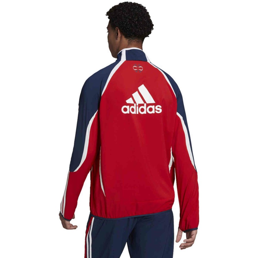 Soccer Apparel * | Adidas Bayern Munich Teamgeist Woven Jacket Fcb True Red/Night Indigo Jackets & Sweatshirts