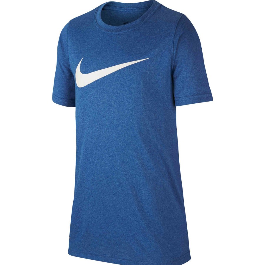 Soccer Apparel * | Kids Nike Dr-Fit Swoosh Tee Light Game Royal Heather Soccer Shirts