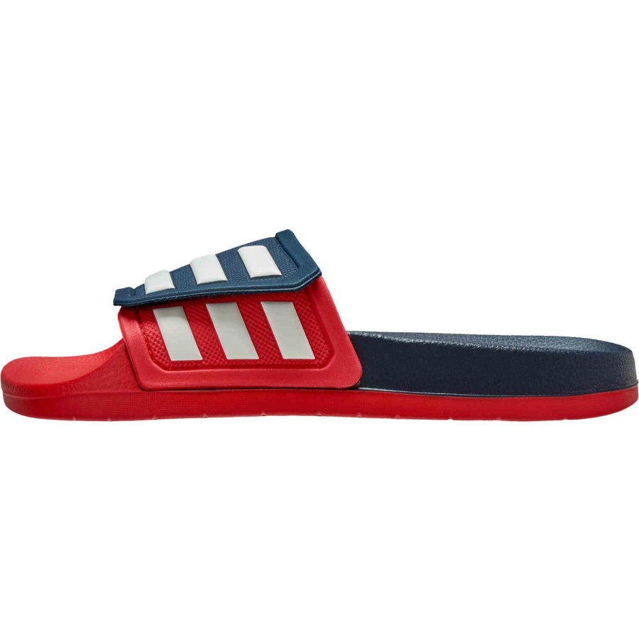 Soccer Shoes * | Adidas Bayern Munich Adilette Slides Navy & White With Scarlet Soccer Shoes