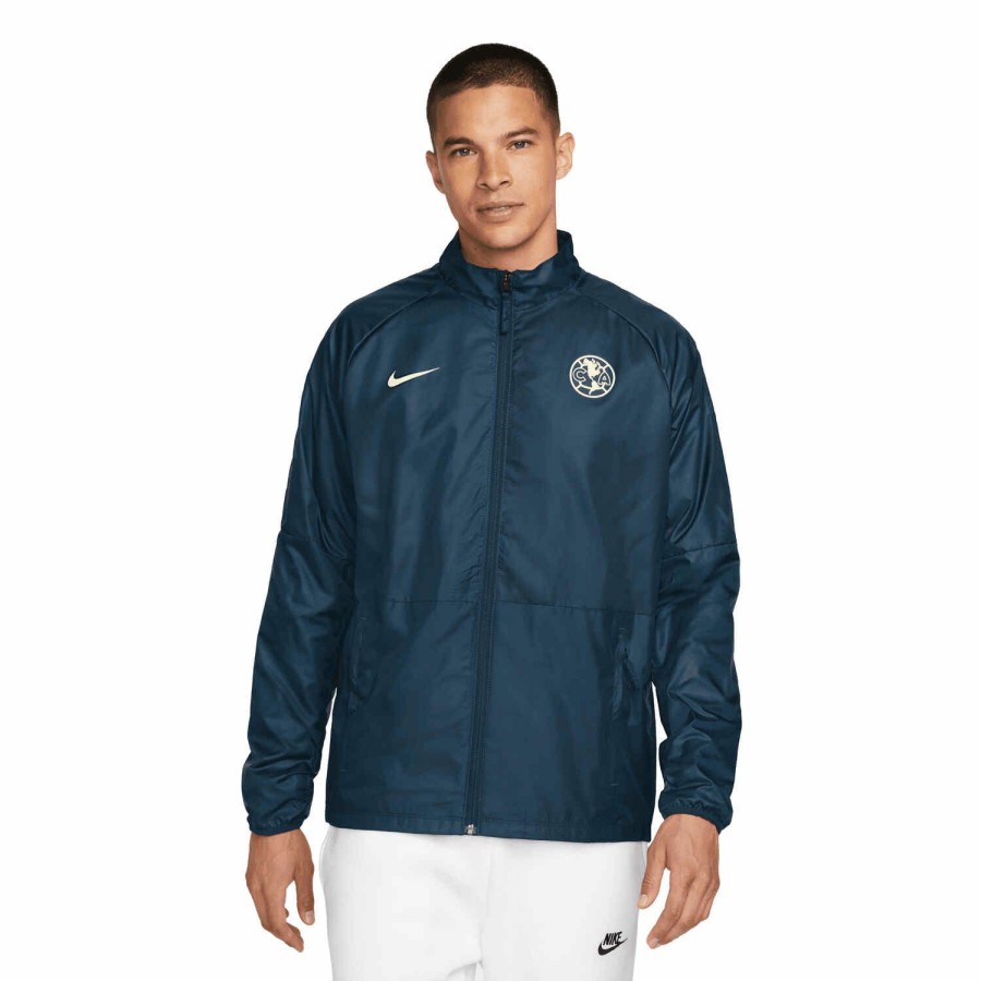 Soccer Apparel * | Nike Club America Repel Awf Jacket Armory Navy/Lemon Chiffon Jackets & Sweatshirts