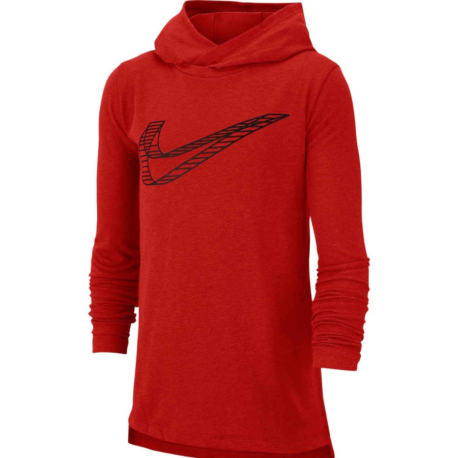 Soccer Apparel * | Kids Nike Breathe Gfx L/S Hooded Training Top University Red Soccer Shirts