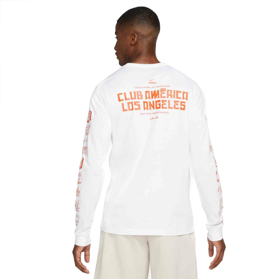 Soccer Apparel * | Nike Club America Laxla L/S Tee White Soccer Shirts