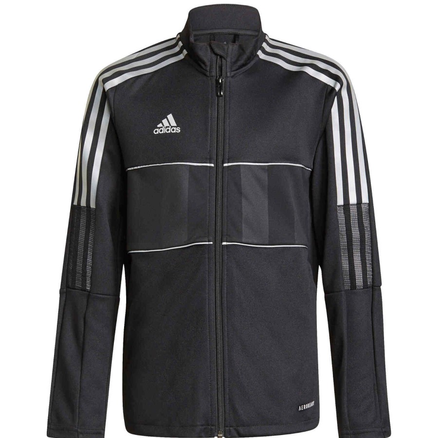 Soccer Apparel * | Kids Adidas Tiro Reflective Track Jacket Black Jackets & Sweatshirts