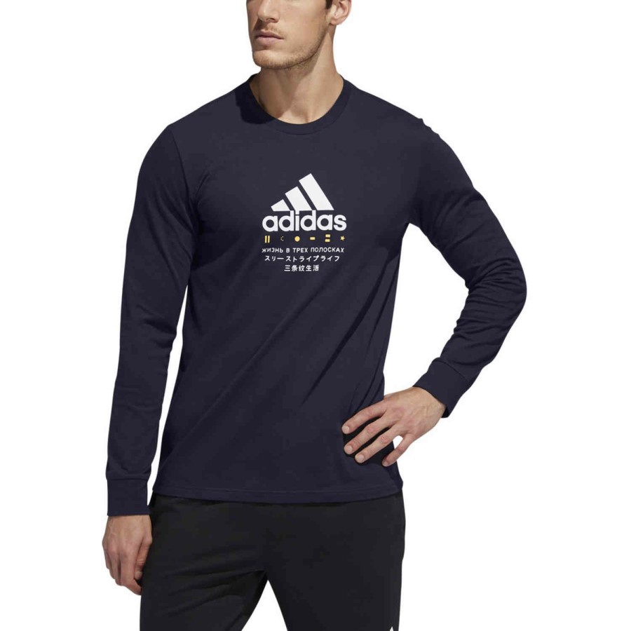 Soccer Apparel * | Adidas Lifestyle L/S Graphic Tee Legend Ink Soccer Shirts