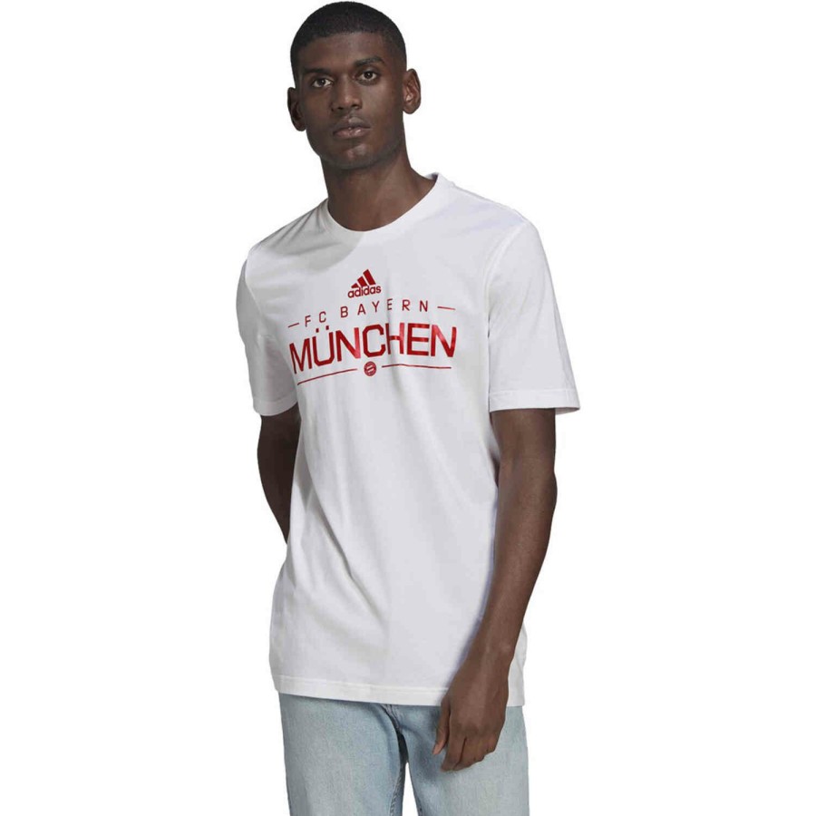 Soccer Apparel * | Adidas Bayern Munich Graphic Tee White Soccer Shirts